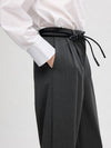 Selected Femme Piya High Waisted Barrel Pant - Dark Grey