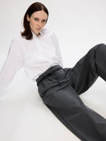 Selected Femme Piya High Waisted Barrel Pant - Dark Grey