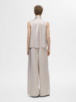 Selected Femme Selene Extra Wide Satin Trousers - Dove