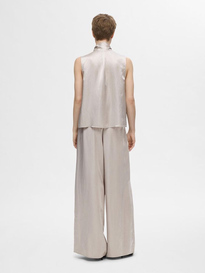 Selected Femme Selene Extra Wide Satin Trousers - Dove