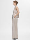 Selected Femme Selene Extra Wide Satin Trousers - Dove