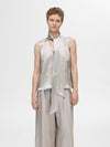 Selected Femme Selene Satin Bow Neck Top - Dove