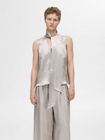 Selected Femme Selene Satin Bow Neck Top - Dove
