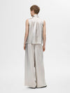 Selected Femme Selene Satin Bow Neck Top - Dove
