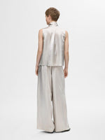 Selected Femme Selene Satin Bow Neck Top - Dove