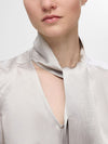 Selected Femme Selene Satin Bow Neck Top - Dove