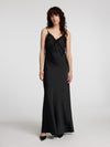 Selected Femme Alena Satin Lace Slip Dress - Black