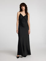 Selected Femme Alena Satin Lace Slip Dress - Black