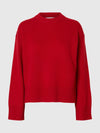 Selected Femme Cille Cashmere Blend Knit Pullover - Equestrian Red