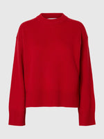 Selected Femme Cille Cashmere Blend Knit Pullover - Equestrian Red