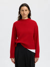 Selected Femme Cille Cashmere Blend Knit Pullover - Equestrian Red