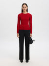 Selected Femme Helen Long Sleeve Button Knit - Equestrian Red