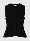Selected Femme Darla Wool Knit Button Vest - Black