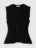 Selected Femme Darla Wool Knit Button Vest - Black