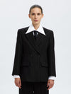 Selected Femme Malia Manteco Blazer - Black Pinstripe