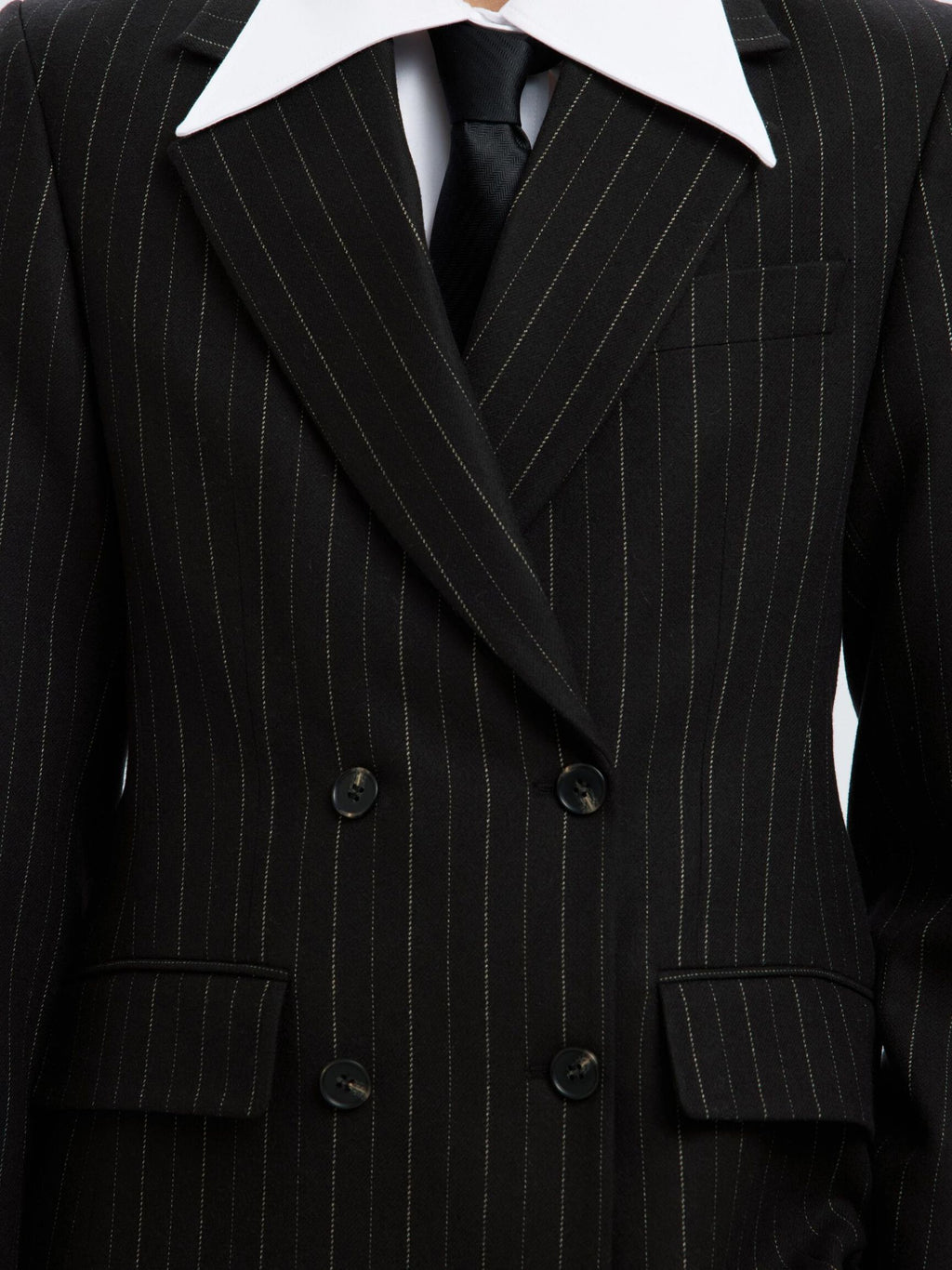 Selected Femme Malia Manteco Blazer - Black Pinstripe