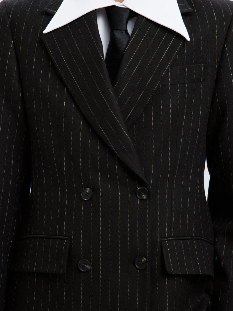 Selected Femme Malia Manteco Blazer - Black Pinstripe