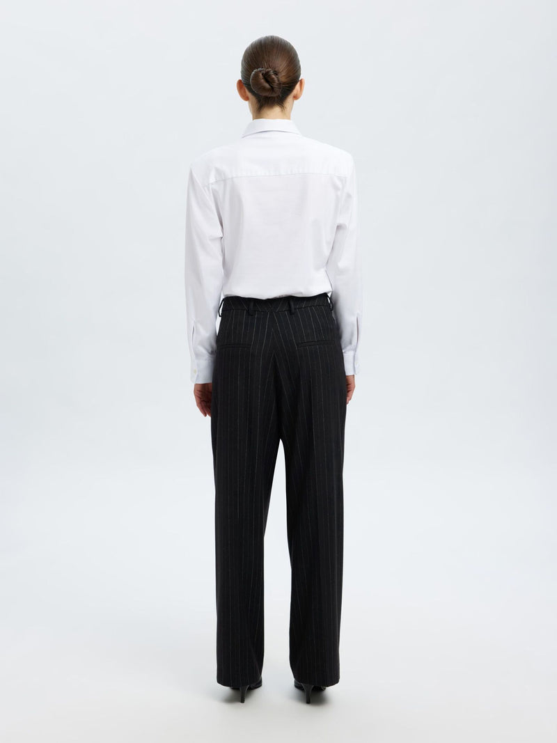 Selected Femme Malia Mentaco Trousers - Black Pinstripe