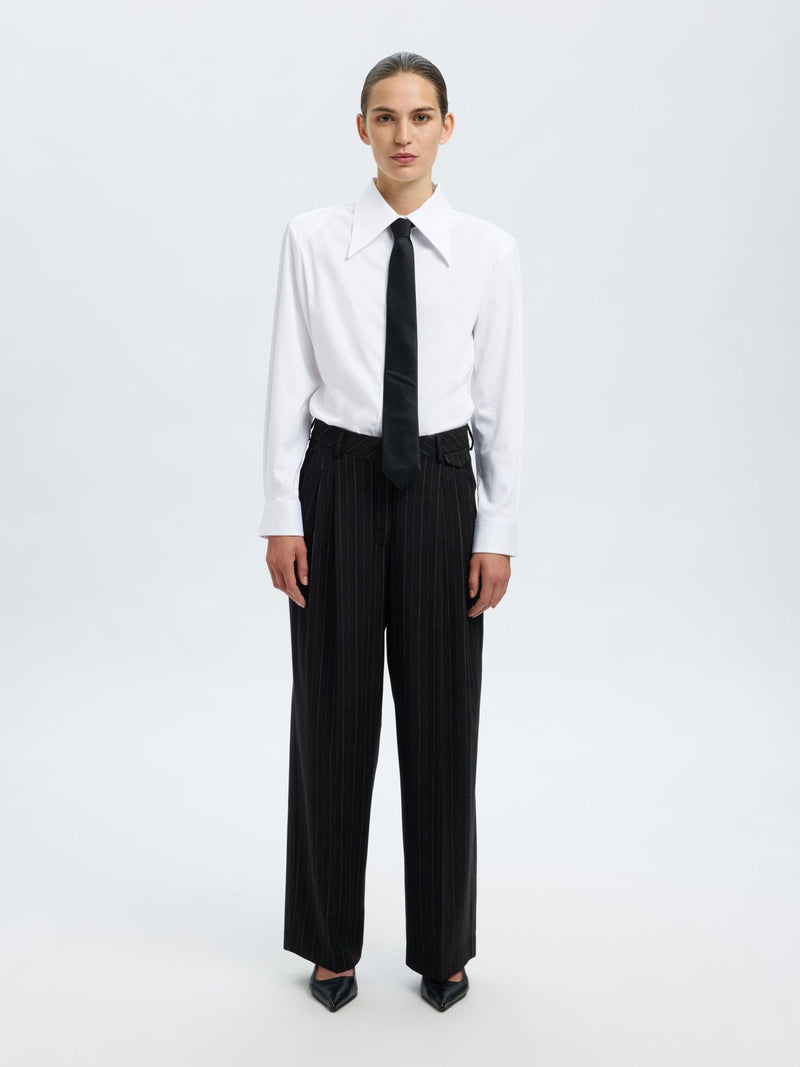 Selected Femme Malia Mentaco Trousers - Black Pinstripe