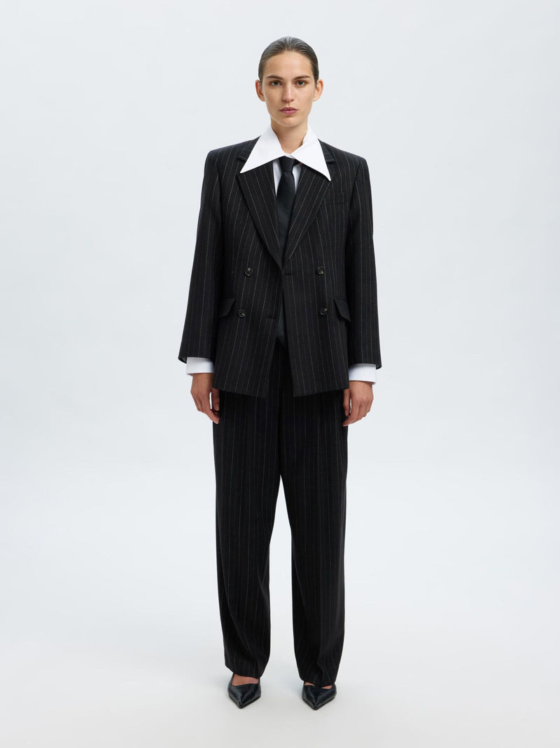 Selected Femme Malia Mentaco Trousers - Black Pinstripe