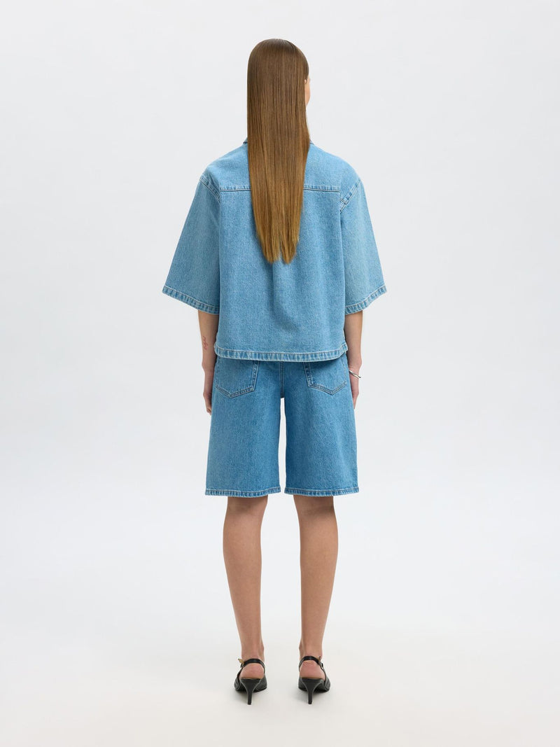 Selected Femme Liva Kori Denim Shirt - Light Blue Denim