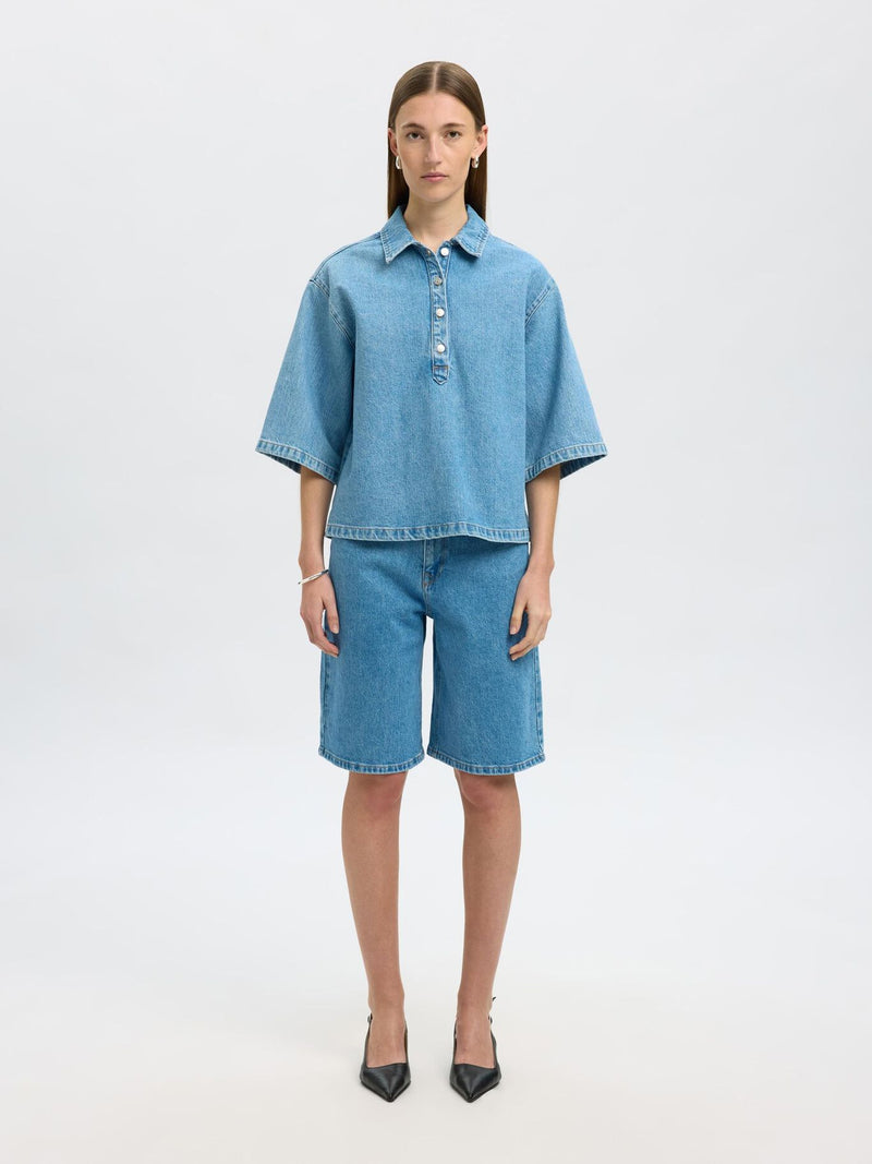 Selected Femme Liva Kori Denim Shirt - Light Blue Denim