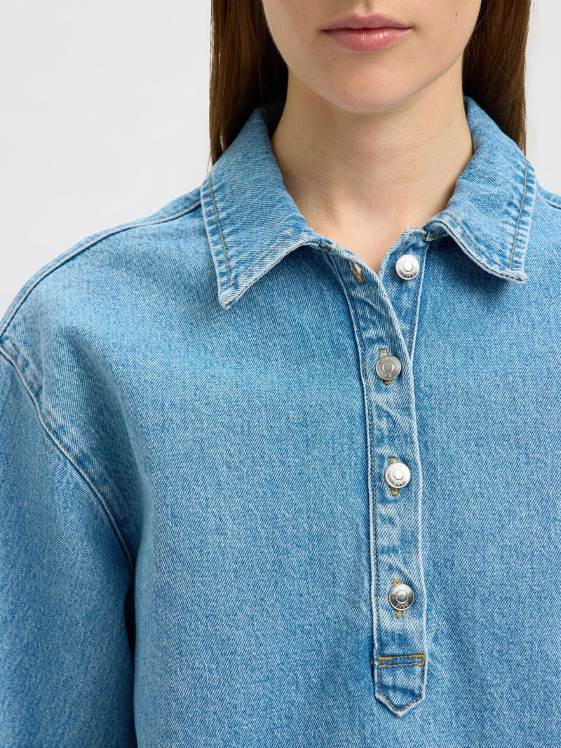 Selected Femme Liva Kori Denim Shirt - Light Blue Denim
