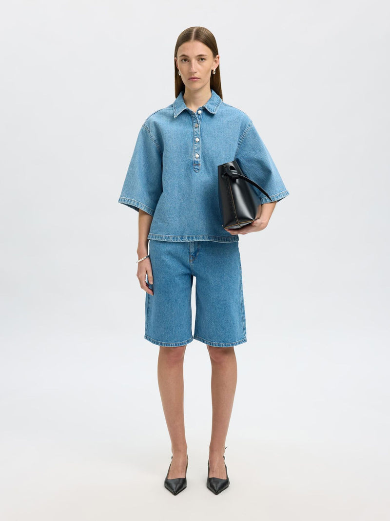 Selected Femme Liva Kori Denim Shirt - Light Blue Denim