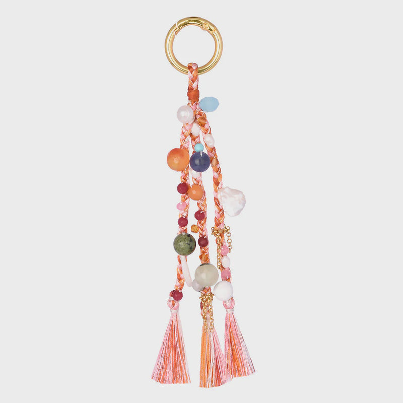 Mishky Trenza Bag Charm/Key Chain - Coral/Multi