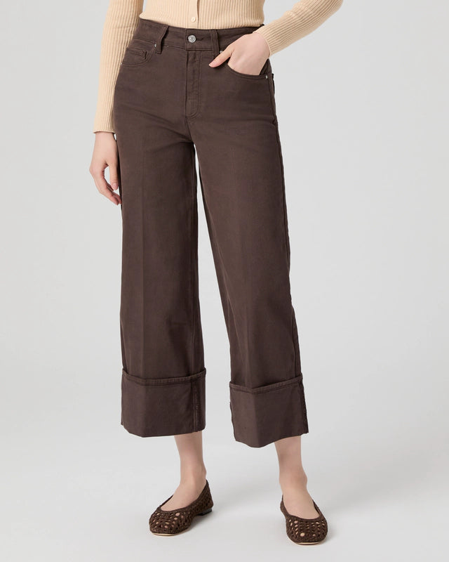 Paige Sasha Ankle Wide Cuff Jean - Rich Chocolate