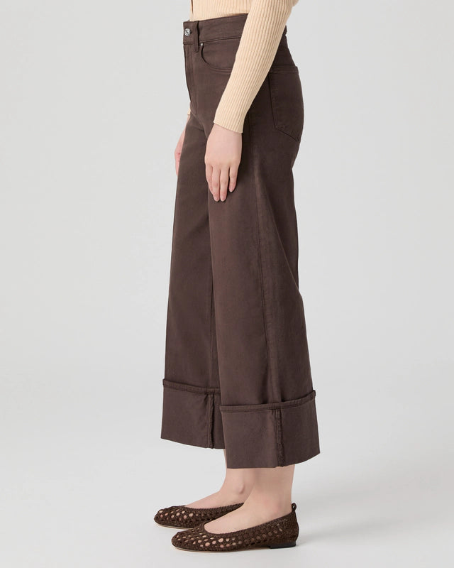 Paige Sasha Ankle Wide Cuff Jean - Rich Chocolate