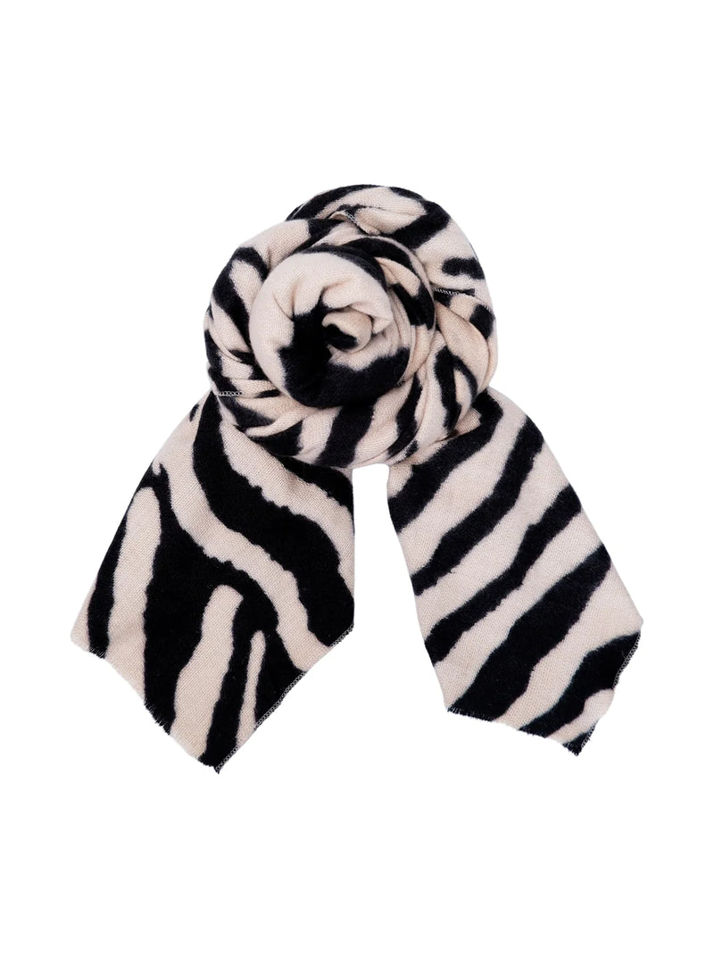 Black Colour Zebra Soft Winter Scarf - Available in Two Colours