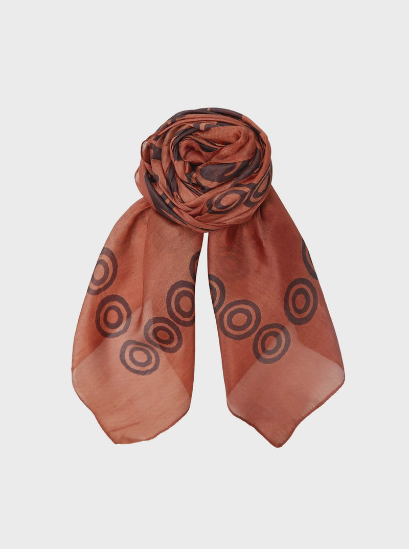 Black Colour Kirstine Silk Scarf - Mocca
