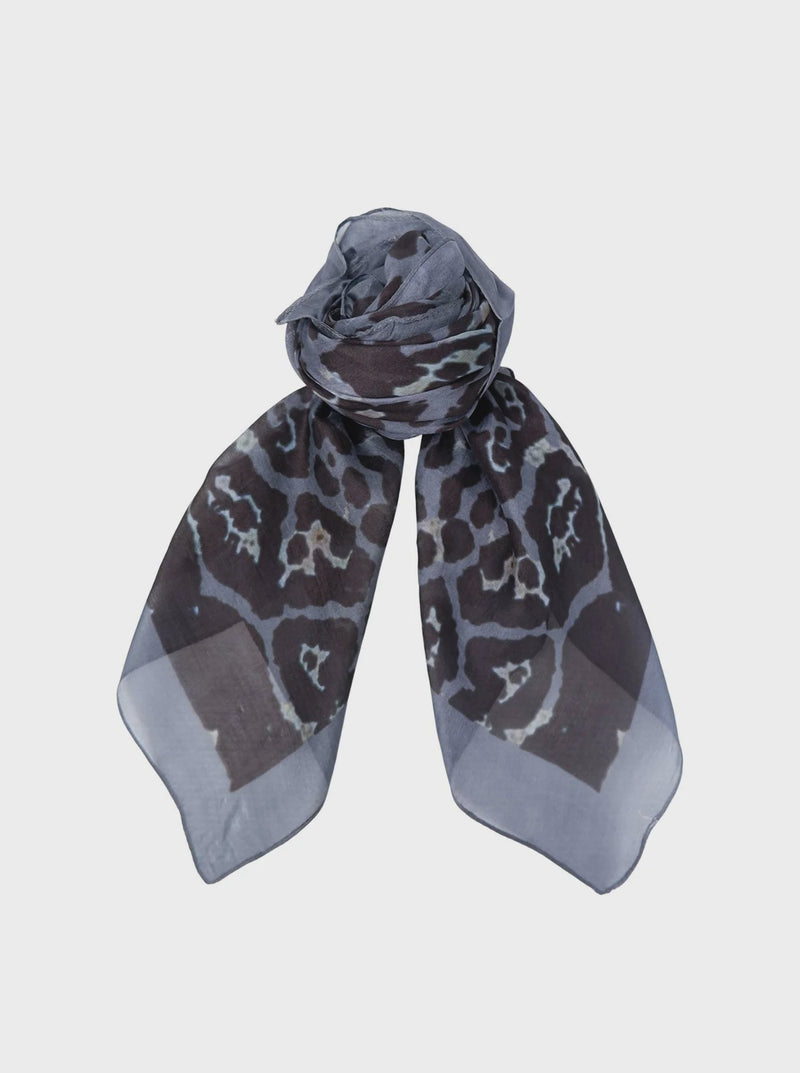 Black Colour Hannah Silk Scarf - Grey
