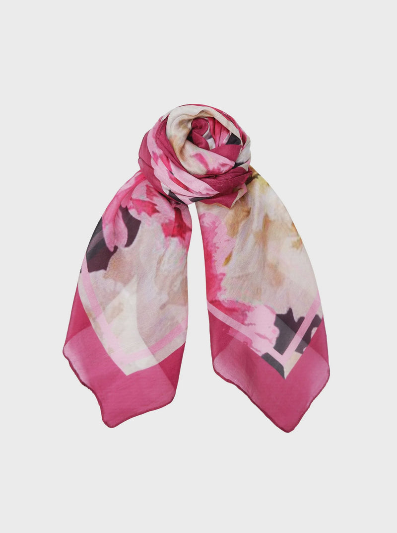Black Colour Petrin Silk Scarf - Rose