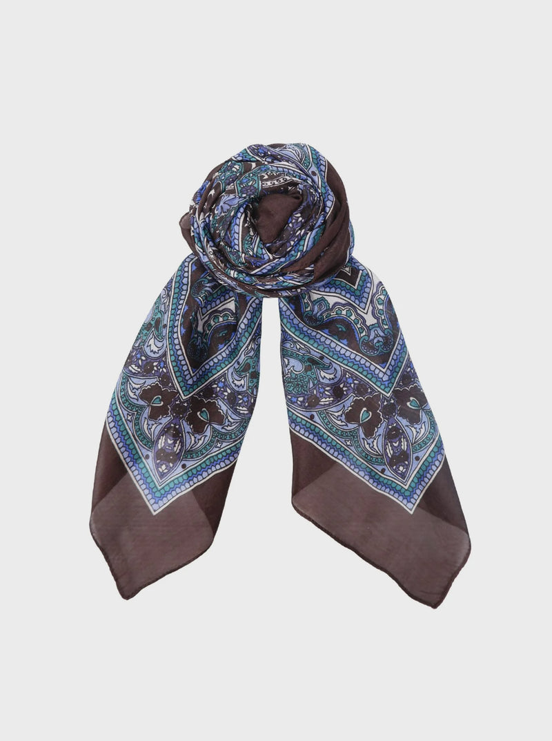 Black Colour Arianna Silk Scarf - Mocca