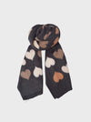 Black Colour Rumi Heart Winter Scarf - Black