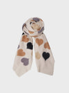 Black Colour Rumi Heart Winter Scarf - Cream