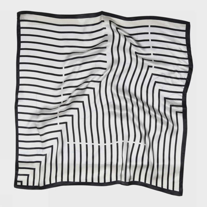 Sneakyfox Lines Silk Scarf -  Cream