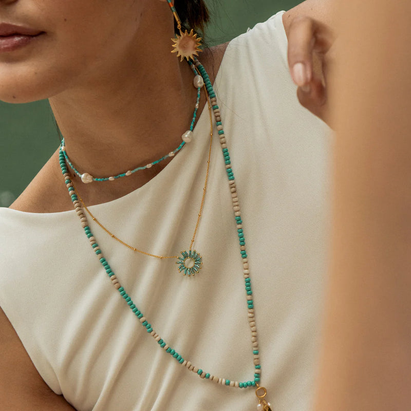 Mishky Fringe Sun Small Necklace - Turquoise/Gold