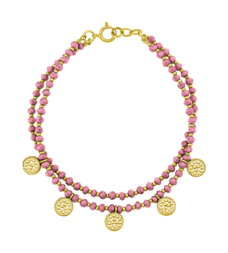 Anna Beck Beaded Bracelet - Pink Opal/Gold