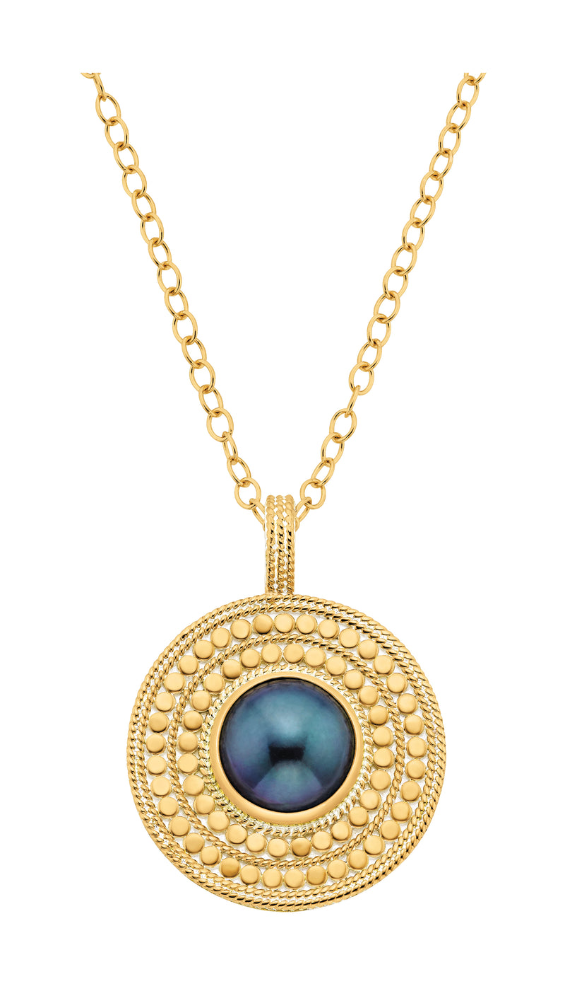 Anna Beck Blue Pearl Pendant - Gold