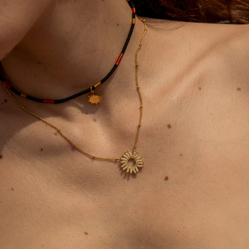 Mishky Fringe Sun Small Necklace - Ivory/Gold