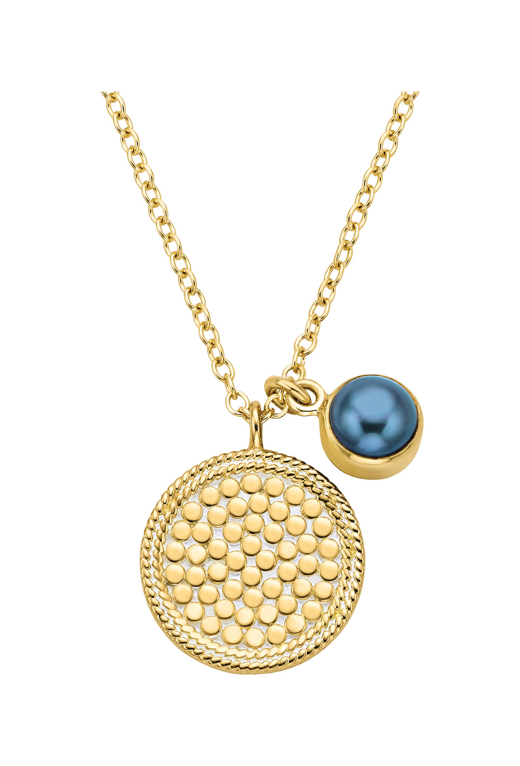 Anna Beck Blue Pearl Dual Disc Necklace - Gold