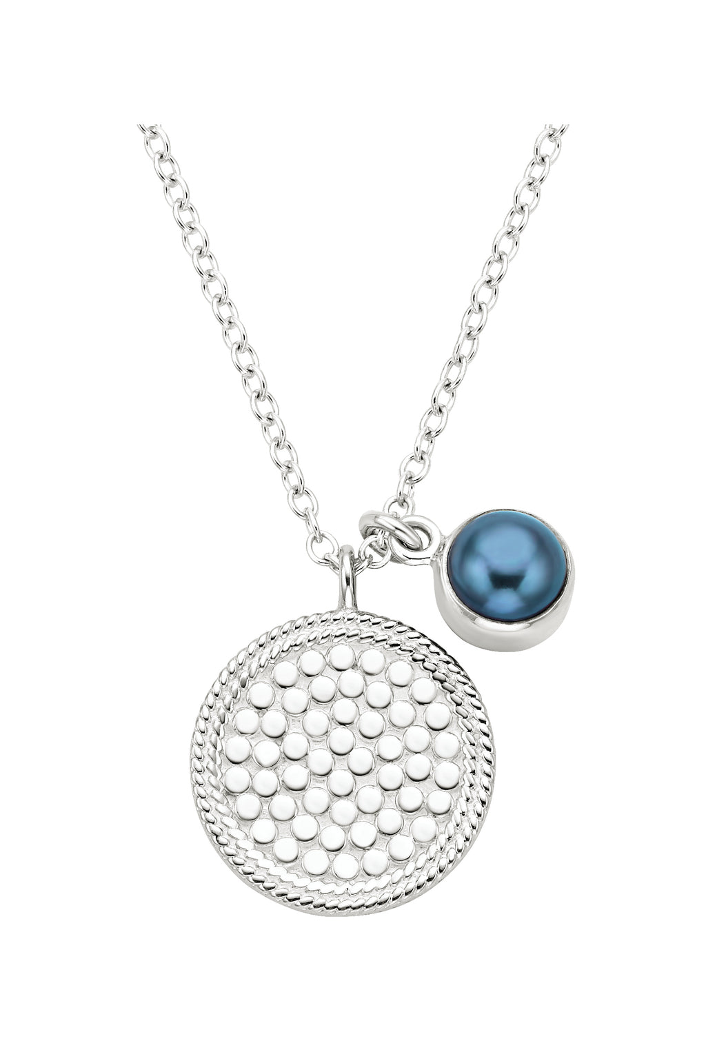 Anna Beck Blue Pearl Dual Disc Necklace - Sterling Silver