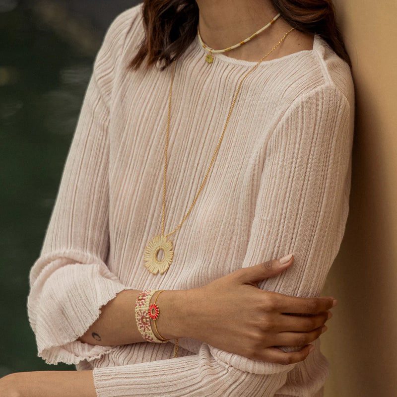 Mishky Fringe Sun Large Necklace - Ivory/Gold
