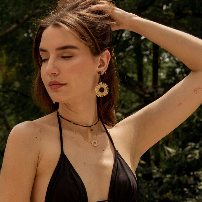 Mishky Fringe Sun Earrings - Ivory/Gold