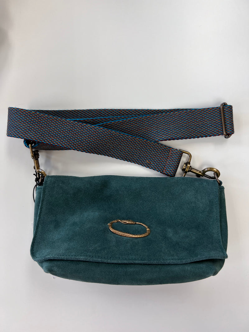 Sous Les Paves Mai Tai Green Suede Bag - Serpent