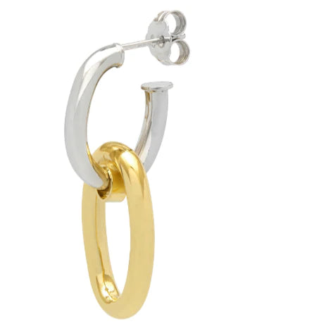 The Hoop Station Interlinking 2-Tone Drop Earrings - Gold/Silver