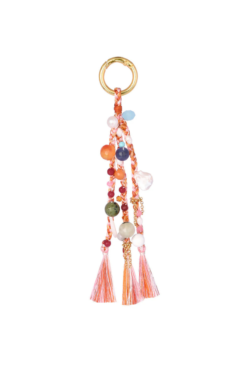 Mishky Trenza Bag Charm/Key Chain - Coral/Multi